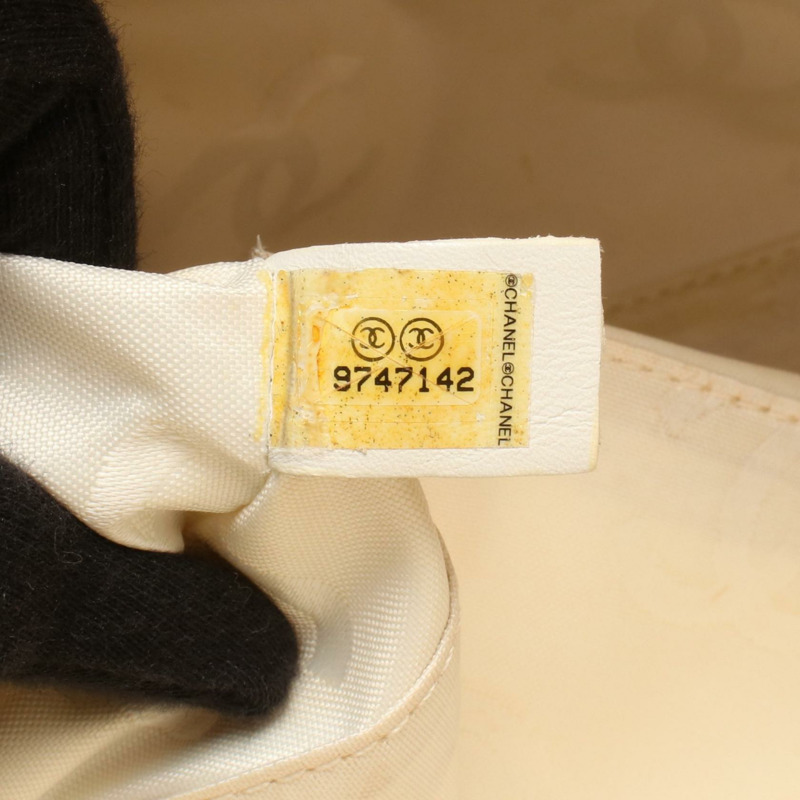 香奈兒 (CHANEL) 野性縫線人字紋 V 字縫線手提包,米色皮革,二手,女士,金色五金,CC Coco-4