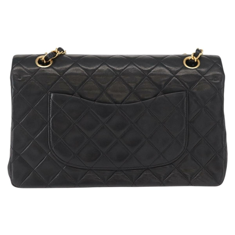 【日本直送】香奈兒 Chain Matelasse 25 單肩包，羊皮材質，黑色，金色雙C標誌，正品 ka829SAV-1