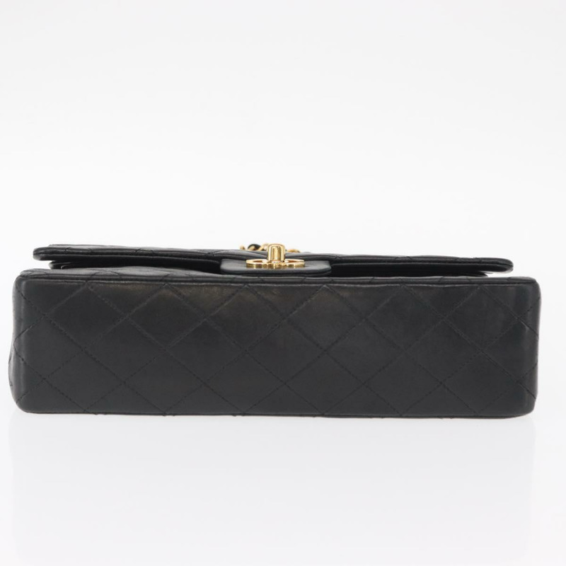 【日本直送】香奈兒 Chain Matelasse 25 單肩包，羊皮材質，黑色，金色雙C標誌，正品 ka829SAV-4