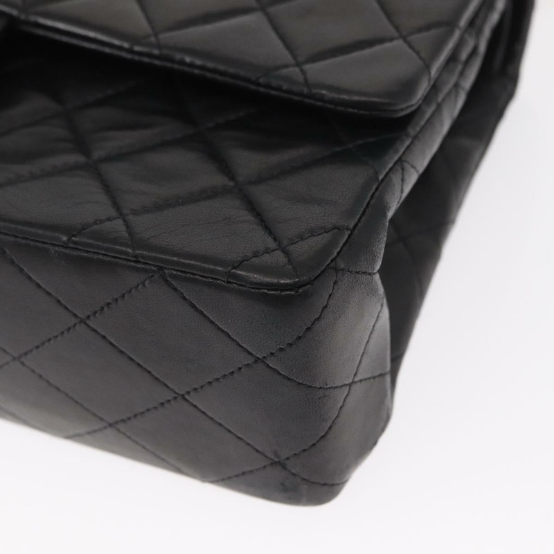 【日本直送】香奈兒 Chain Matelasse 25 單肩包，羊皮材質，黑色，金色雙C標誌，正品 ka829SAV-14