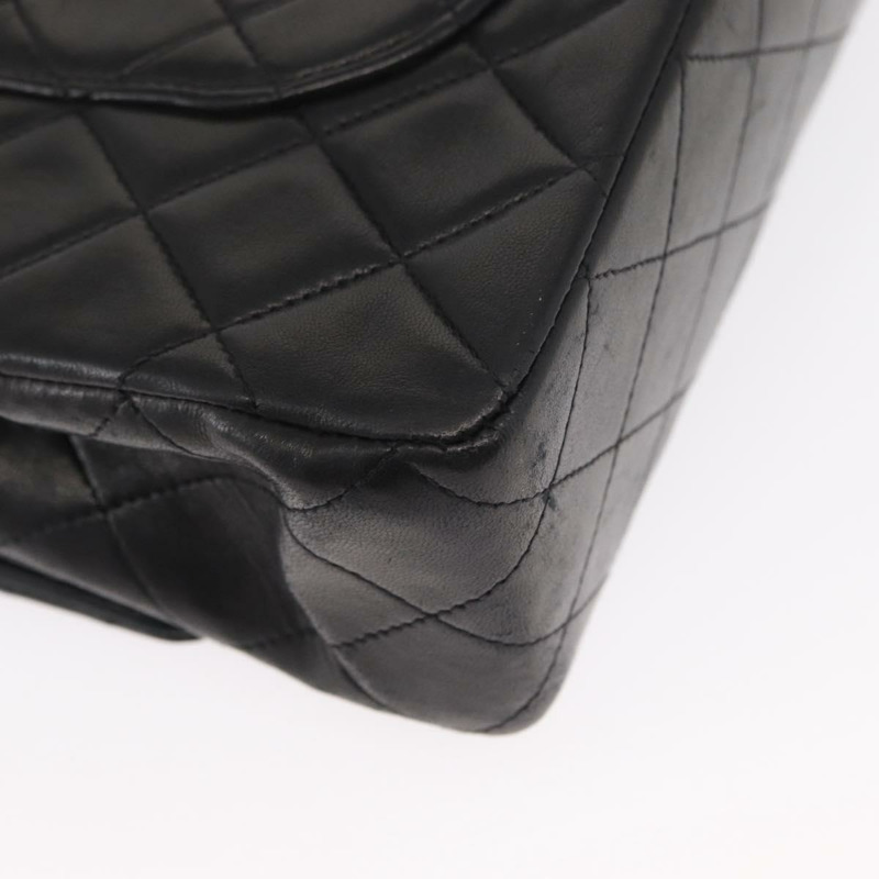 【日本直送】香奈兒 Chain Matelasse 25 單肩包，羊皮材質，黑色，金色雙C標誌，正品 ka829SAV-15