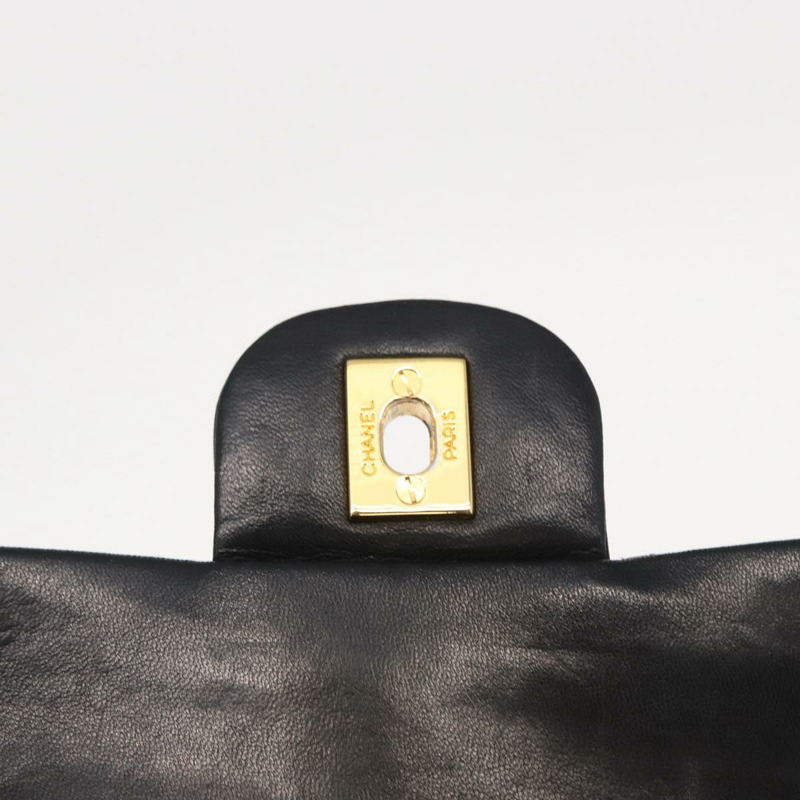 【日本直送】香奈兒 Chain Matelasse 25 單肩包，羊皮材質，黑色，金色雙C標誌，正品 ka829SAV-22