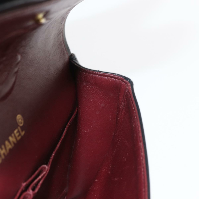 【日本直送】香奈兒 Chain Matelasse 25 單肩包，羊皮材質，黑色，金色雙C標誌，正品 ka829SAV-24