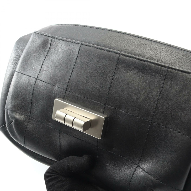 香奈兒 2.55 巧克力棒單肩手提包 黑色真皮 二手 女士-6