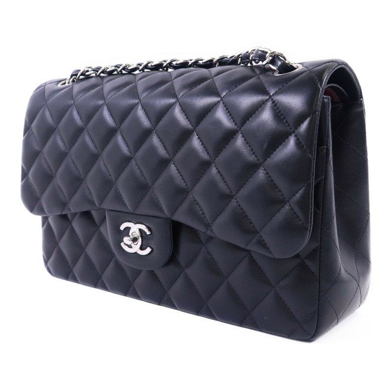 CHANEL 羊皮皮革Large Classic 銀扣鏈帶肩背袋-2