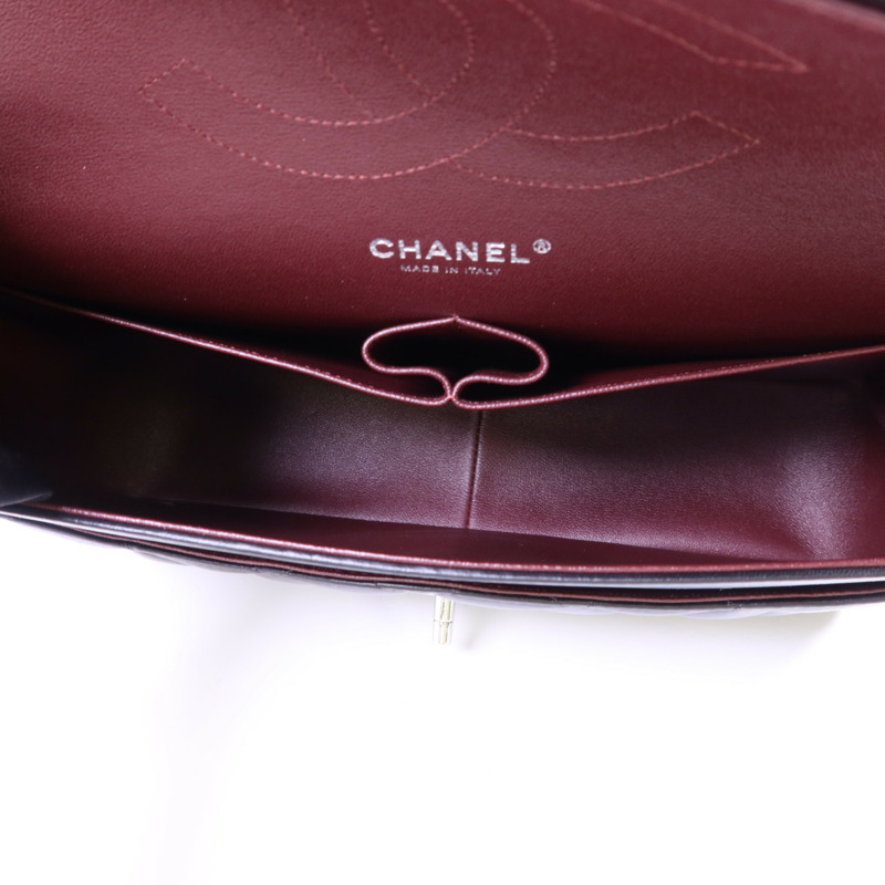 CHANEL 羊皮皮革Large Classic 銀扣鏈帶肩背袋-6