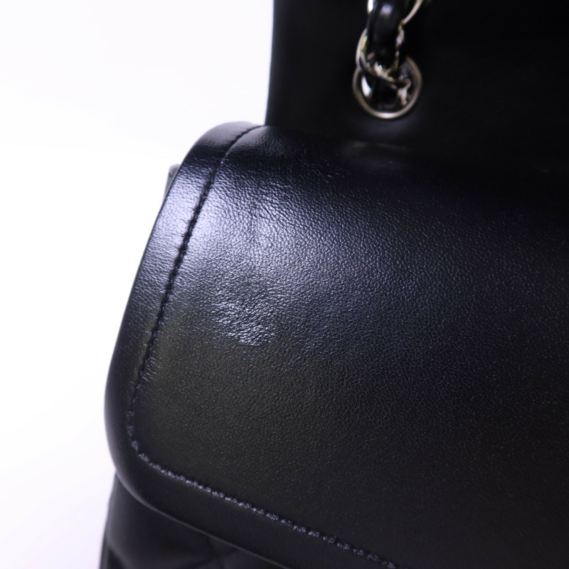 CHANEL 羊皮皮革Large Classic 銀扣鏈帶肩背袋-14