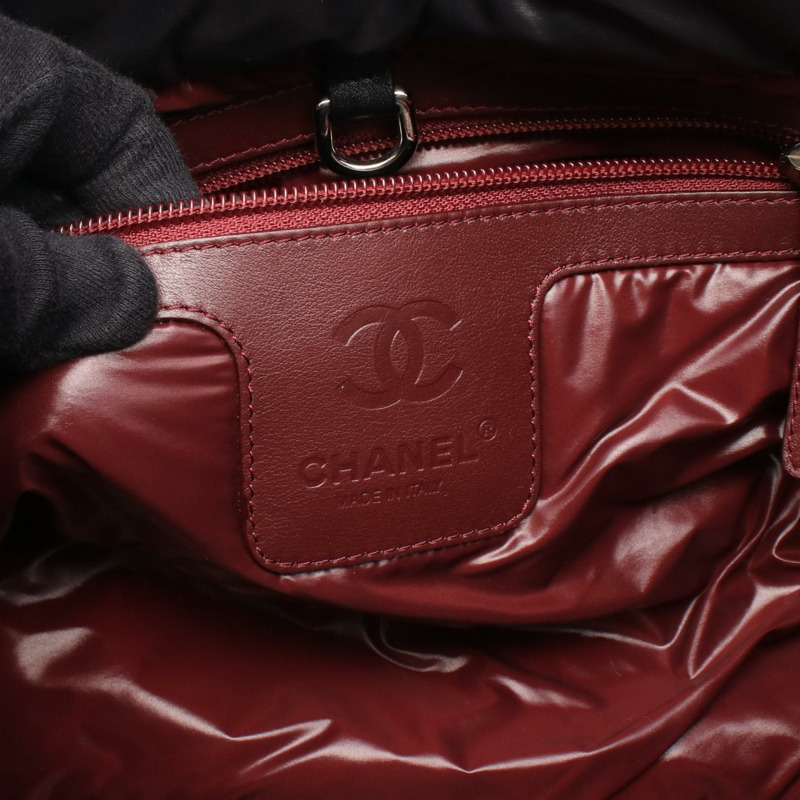 香奈兒 Coco Cocoon 小號手提包 A48610 尼龍皮革 黑色 酒紅色 SHW-3