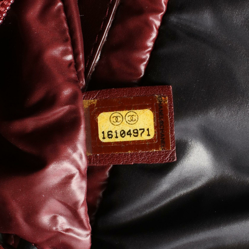 香奈兒 Coco Cocoon 小號手提包 A48610 尼龍皮革 黑色 酒紅色 SHW-4