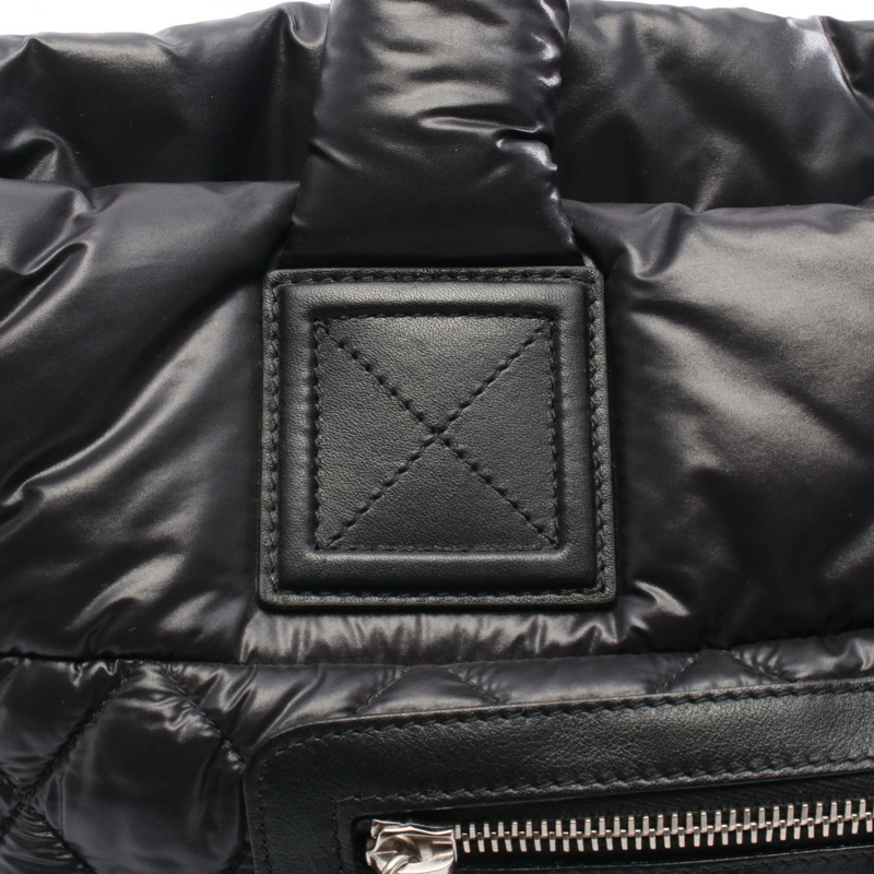 香奈兒 Coco Cocoon 小號手提包 A48610 尼龍皮革 黑色 酒紅色 SHW-6