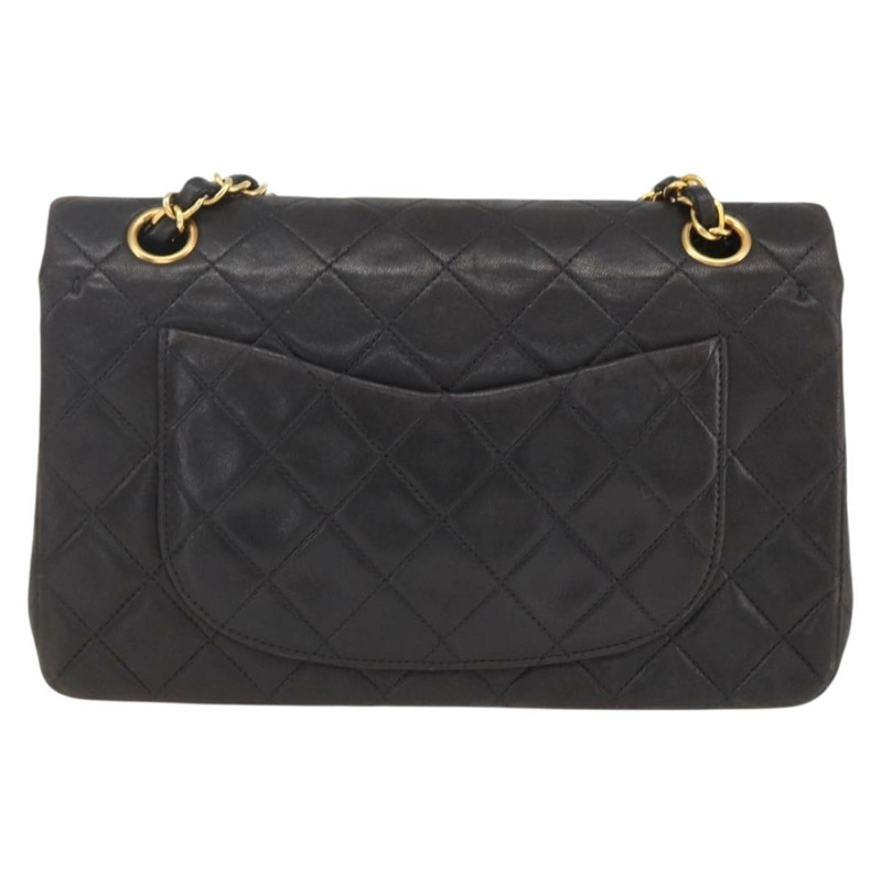 【日本直送】香奈兒雙蓋絎縫25鏈條包，羊皮材質，黑色金色雙C標誌，正品編號157061SAV-1