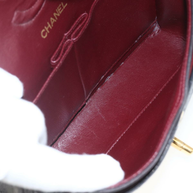 【日本直送】香奈兒雙蓋絎縫25鏈條包，羊皮材質，黑色金色雙C標誌，正品編號157061SAV-8