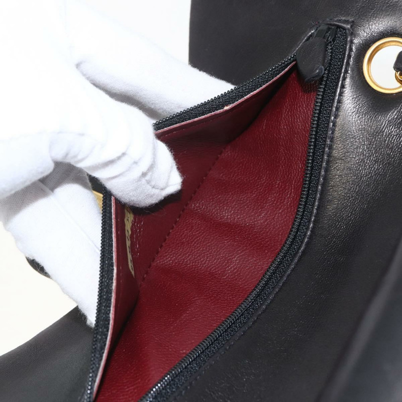 【日本直送】香奈兒雙蓋絎縫25鏈條包，羊皮材質，黑色金色雙C標誌，正品編號157061SAV-23