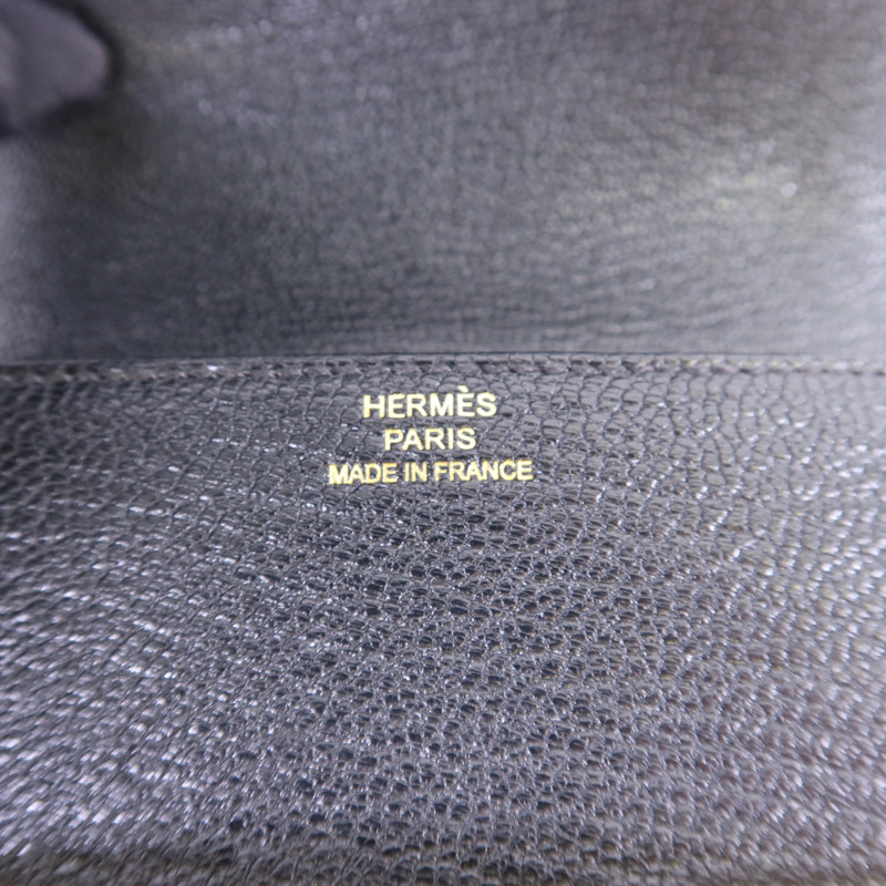 HERMES Chevre Mysore皮革Roulis Slim金扣錢包Noir-5