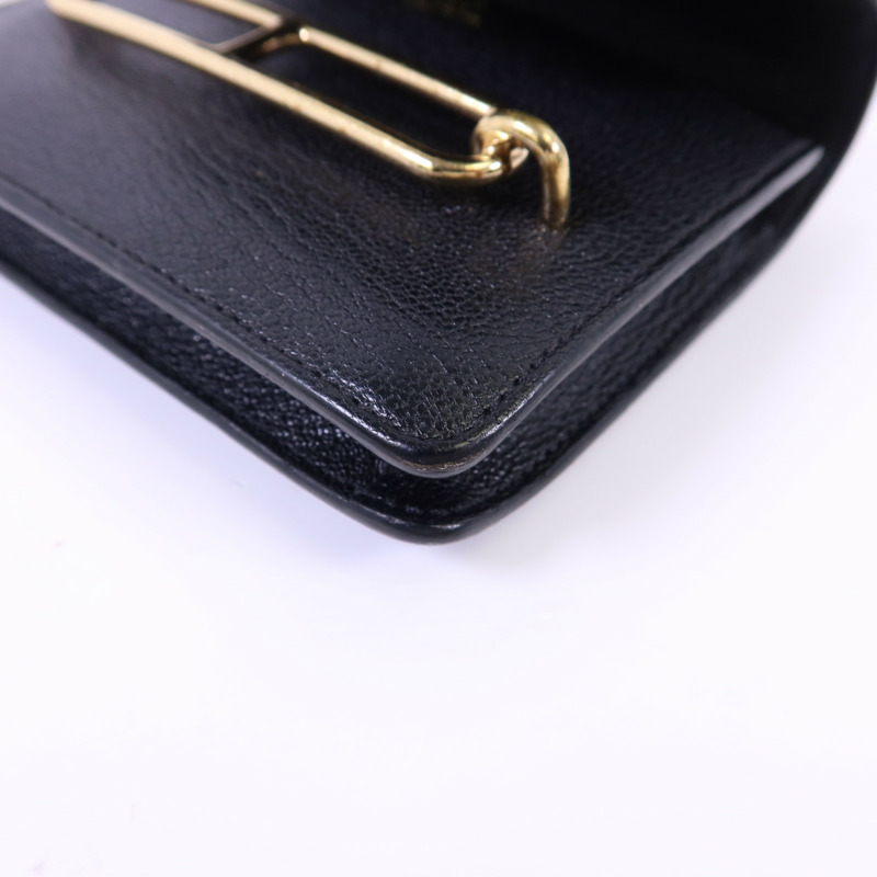 HERMES Chevre Mysore皮革Roulis Slim金扣錢包Noir-11