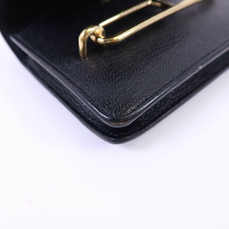 HERMES Chevre Mysore皮革Roulis Slim金扣錢包Noir-12