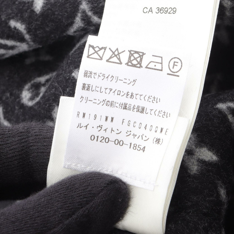 路易威登 Monogram 連帽裹身大衣 其他外套 羊毛絲綢 黑色 二手 女士-3