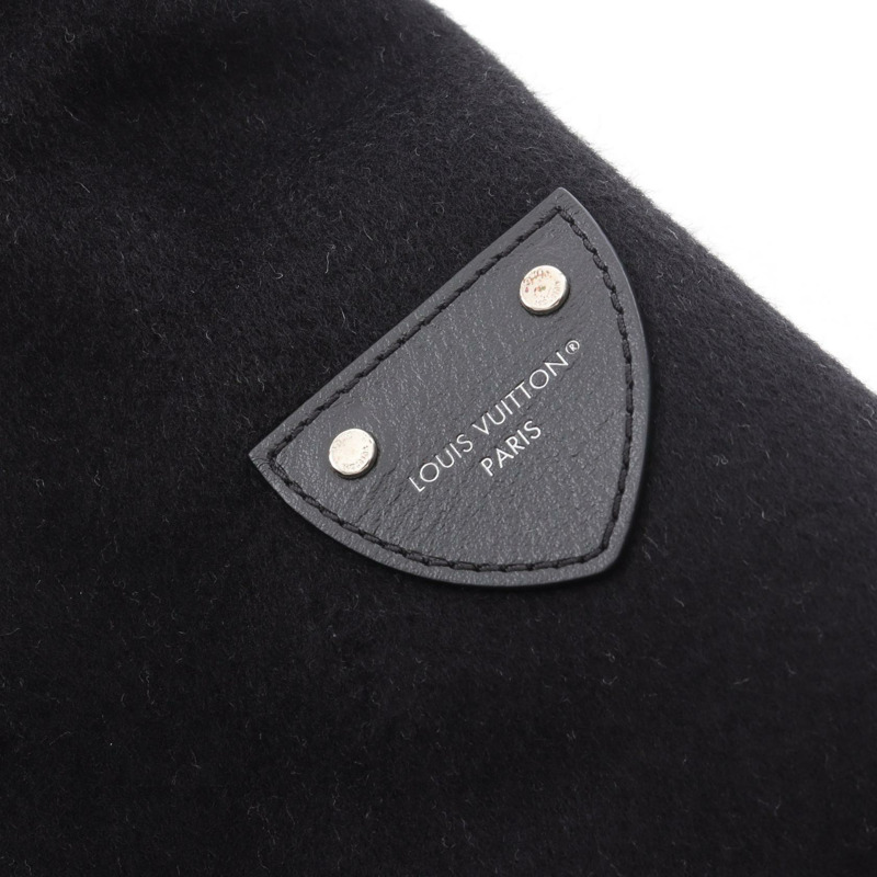 路易威登 Monogram 連帽裹身大衣 其他外套 羊毛絲綢 黑色 二手 女士-6