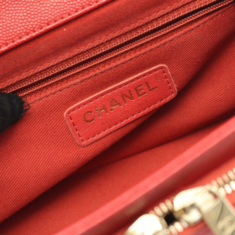 香奈兒 Business Affinity 絎縫鏈條肩背斜背包，紅色皮革-3