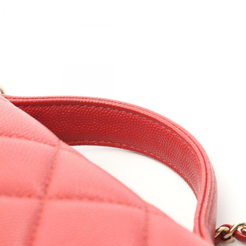 香奈兒 Business Affinity 絎縫鏈條肩背斜背包，紅色皮革-9