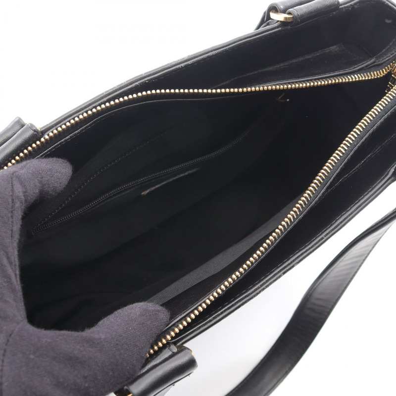 香奈兒巧克力棒單肩托特包,羊皮材質,黑色,金色五金,二手,Coco CC標誌-2