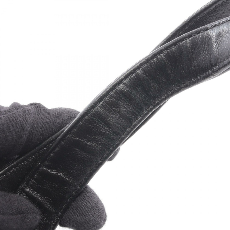 香奈兒巧克力棒單肩托特包,羊皮材質,黑色,金色五金,二手,Coco CC標誌-6