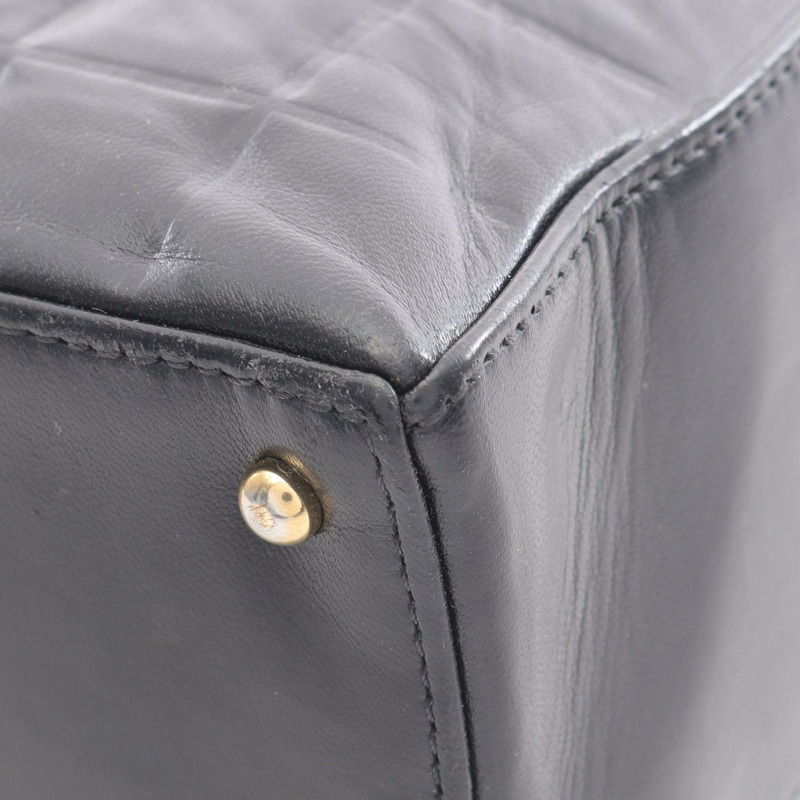 香奈兒巧克力棒單肩托特包,羊皮材質,黑色,金色五金,二手,Coco CC標誌-7