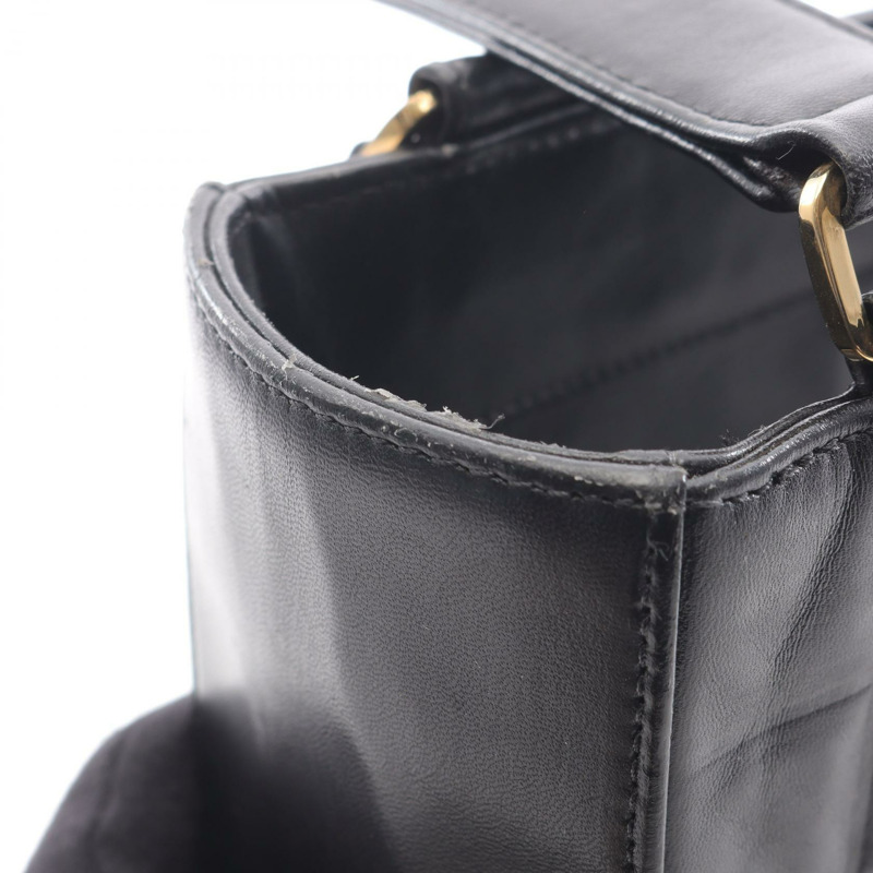 香奈兒巧克力棒單肩托特包,羊皮材質,黑色,金色五金,二手,Coco CC標誌-9