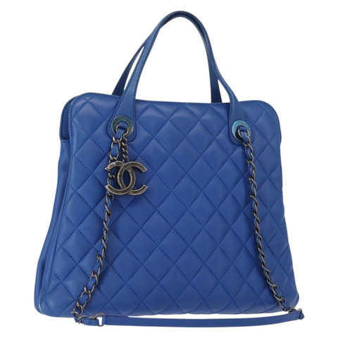 香奈兒 (CHANEL) Matelasse 手袋，羊皮材質，雙肩背帶，藍色，CC 標誌，正品編號 157282SAM