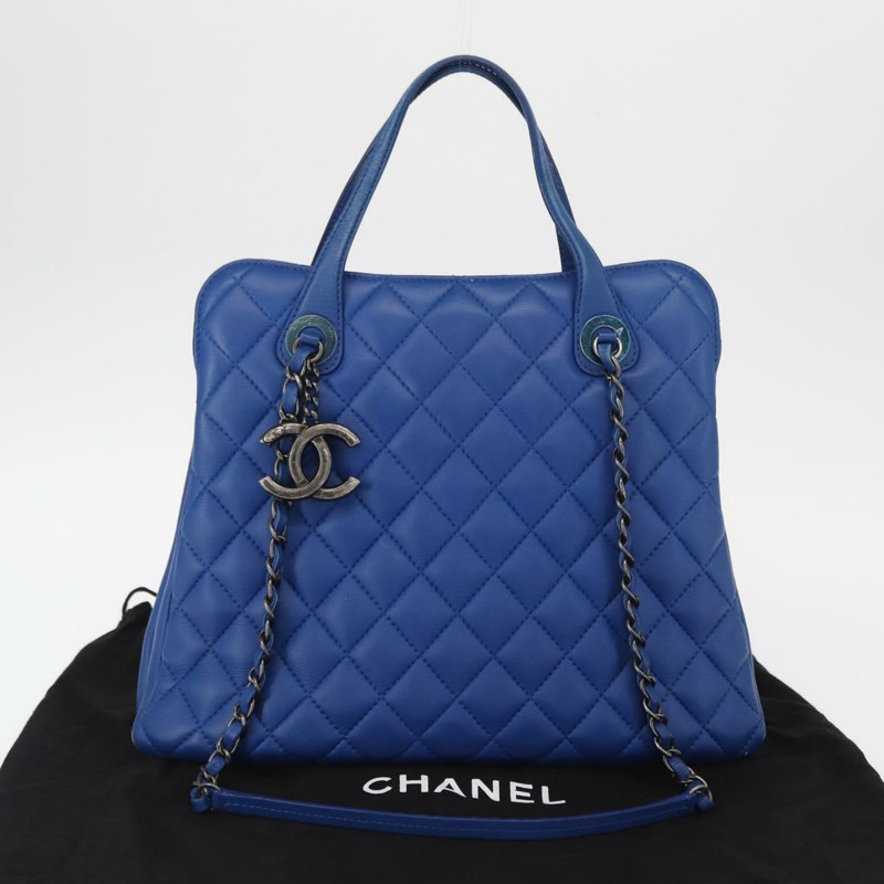 【日本直送】香奈兒 (CHANEL) Matelasse 手袋，羊皮材質，雙肩背帶，藍色，CC 標誌，正品編號 157282SAM-11