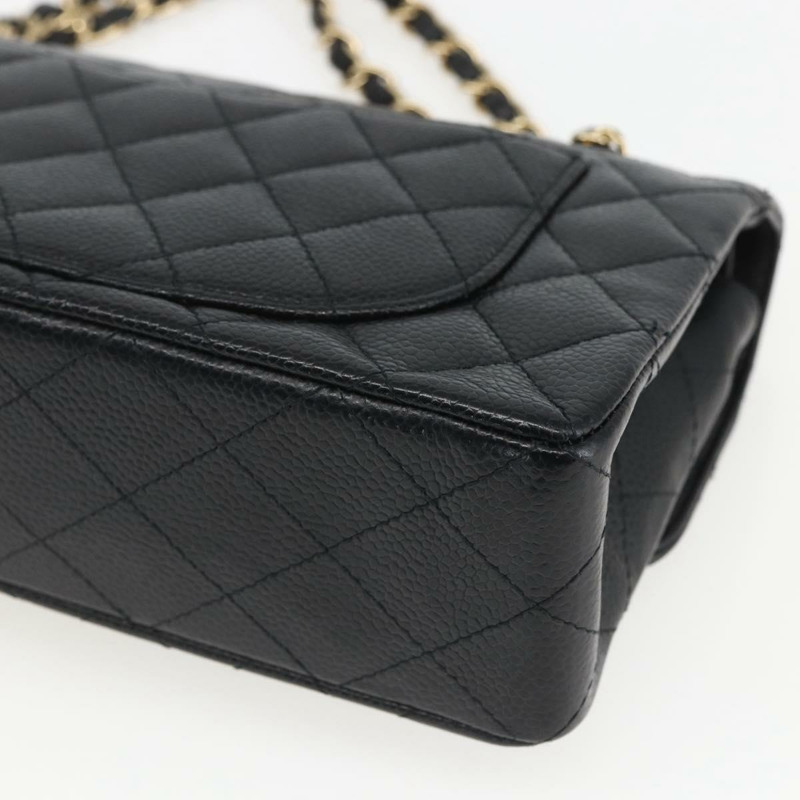 【日本直送】香奈兒 Chain Matelasse 23 單肩包，魚子醬紋皮革，黑色，金色雙C標誌，正品編號 151823SM-14
