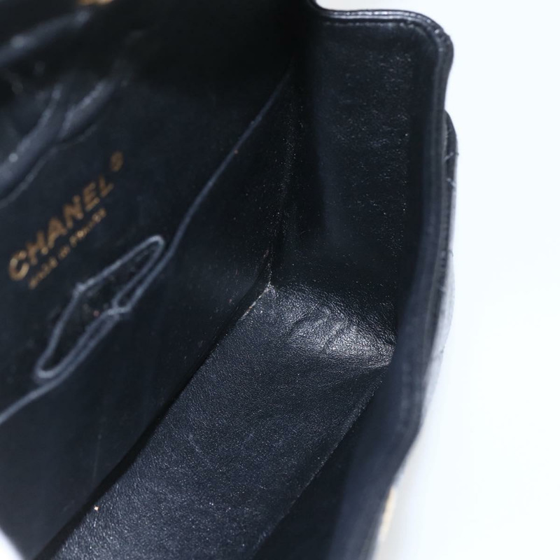 【日本直送】香奈兒 Chain Matelasse 23 單肩包，魚子醬紋皮革，黑色，金色雙C標誌，正品編號 151823SM-17