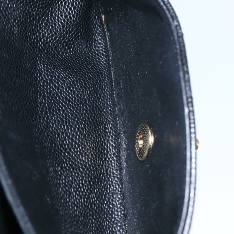 【日本直送】香奈兒 Chain Matelasse 23 單肩包，魚子醬紋皮革，黑色，金色雙C標誌，正品編號 151823SM-20