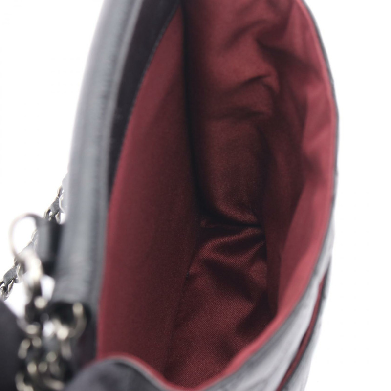 香奈兒 (CHANEL) Matelasse CC 迷你服務員鏈肩挎包，黑色皮革，銀色五金，二手-2