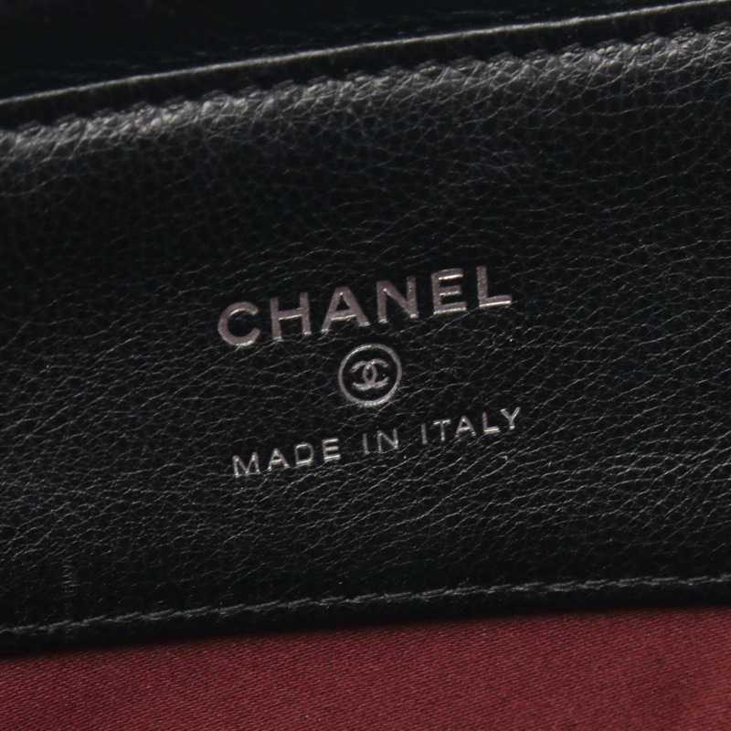 香奈兒 (CHANEL) Matelasse CC 迷你服務員鏈肩挎包，黑色皮革，銀色五金，二手-3