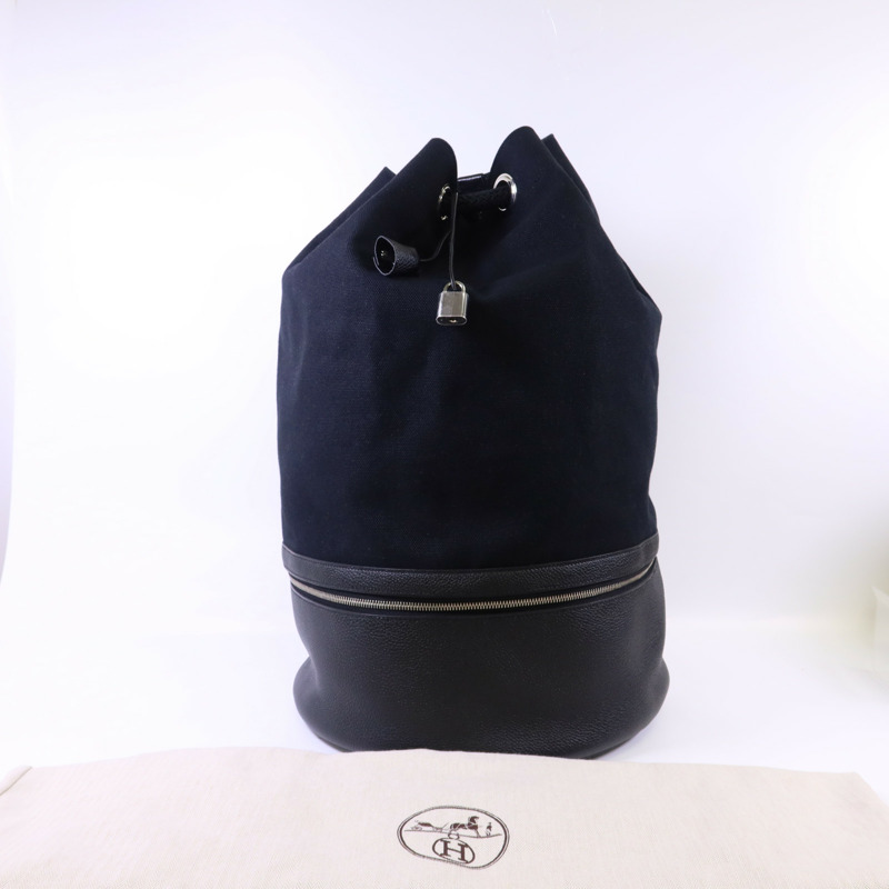 HERMES 帆布Babord背包Noir-15
