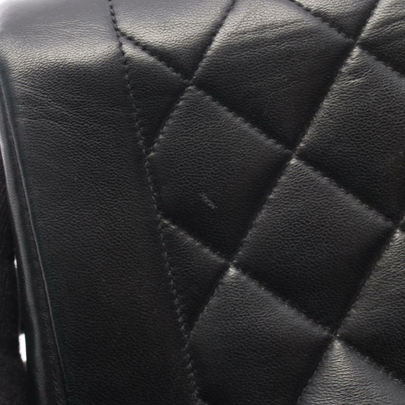 香奈兒 (CHANEL) 絎縫 Diana 翻蓋鏈條肩背斜背包 黑色皮革 金色五金 二手-9