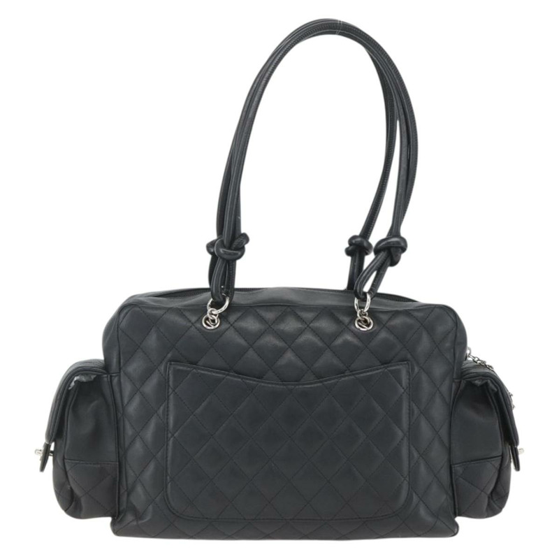 【日本直送】香奈兒 (CHANEL) Matelasse Cambon 系列手提包，小牛皮材質，黑色，銀色雙C標誌，貨號 157393SM-1