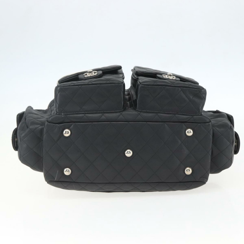 【日本直送】香奈兒 (CHANEL) Matelasse Cambon 系列手提包，小牛皮材質，黑色，銀色雙C標誌，貨號 157393SM-4