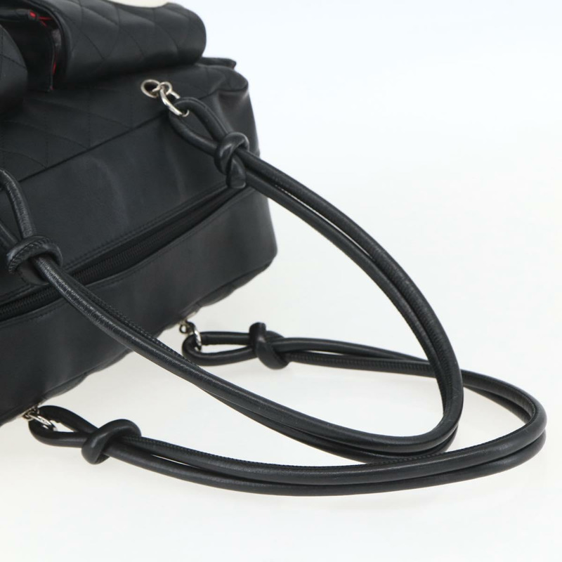 【日本直送】香奈兒 (CHANEL) Matelasse Cambon 系列手提包，小牛皮材質，黑色，銀色雙C標誌，貨號 157393SM-6