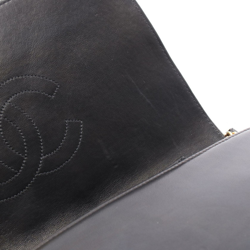 香奈兒 (CHANEL) 絎縫全蓋鏈條肩背包，羊皮材質，黑色，金色五金，二手 CC-5