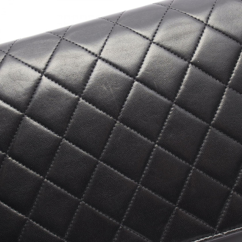 香奈兒 (CHANEL) 絎縫全蓋鏈條肩背包，羊皮材質，黑色，金色五金，二手 CC-8