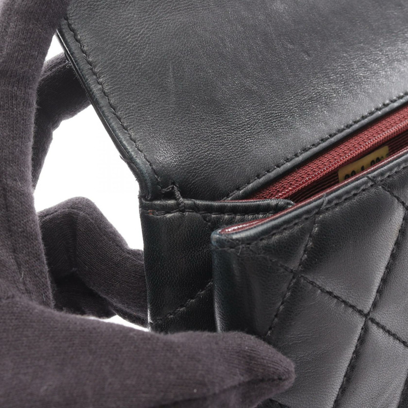 香奈兒 (CHANEL) 絎縫羊皮手提包 黑色金色五金 二手 女士 Coco CC-13