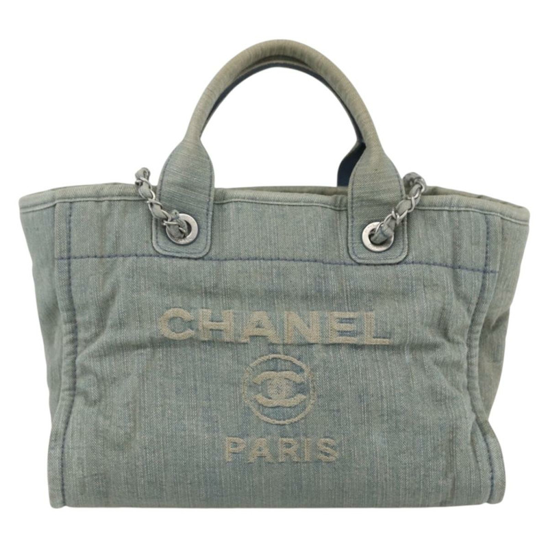 【日本直送】香奈兒鏈 Deauville 手提包 牛仔藍 CC Auth ka852V-12