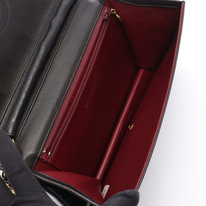 香奈兒 (CHANEL) 絎縫全蓋鏈條肩背包，羊皮材質，黑色，金色五金，二手 CC-2