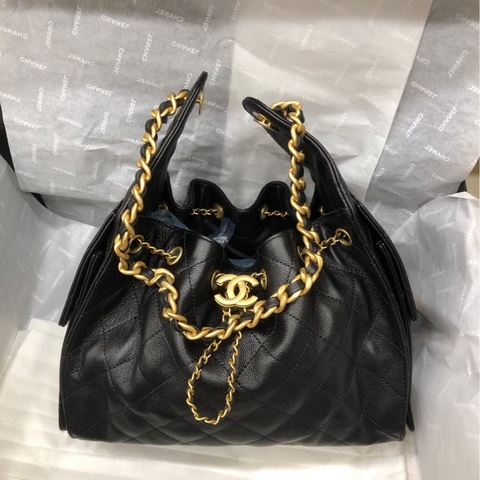 Chanel 香奈儿黑金荔枝牛 25bag Hobo 小号