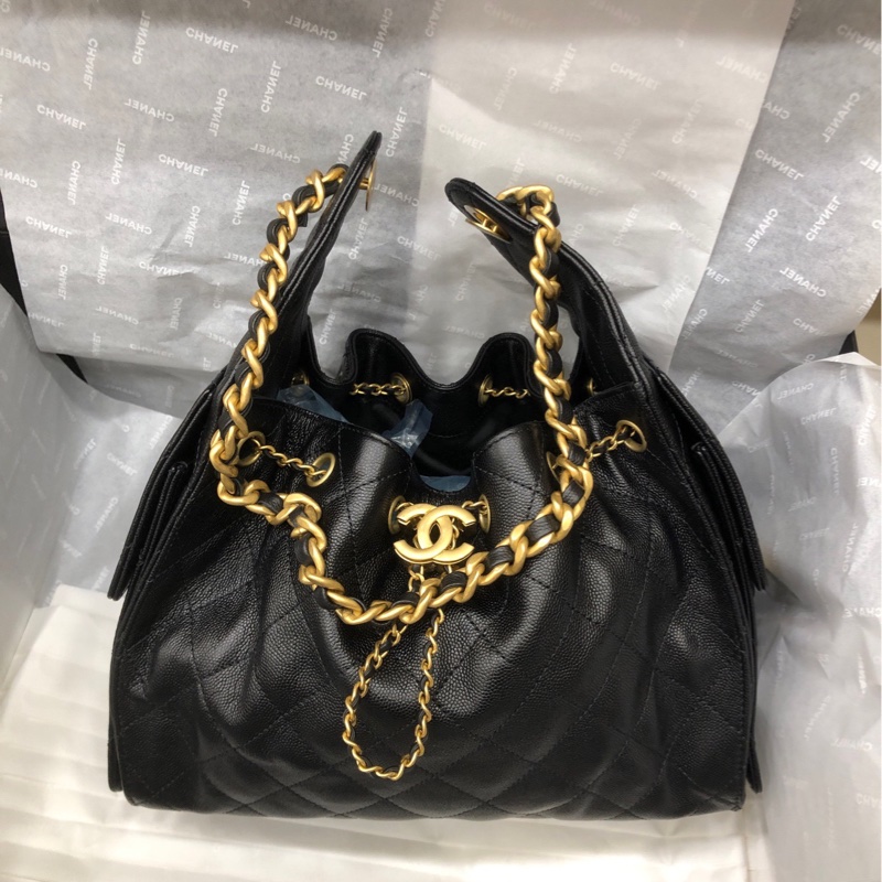 Chanel 香奈儿黑金荔枝牛 25bag Hobo 小号-0