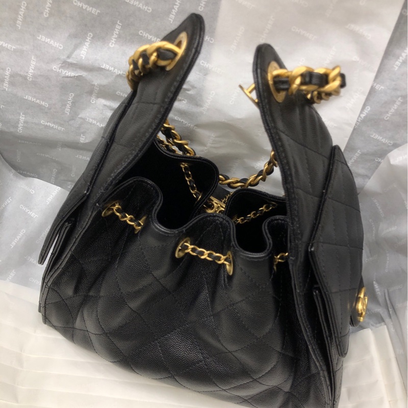 Chanel 香奈儿黑金荔枝牛 25bag Hobo 小号-2