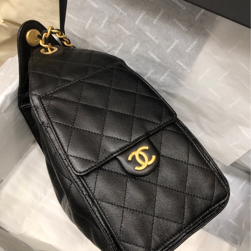 Chanel 香奈儿黑金荔枝牛 25bag Hobo 小号-3