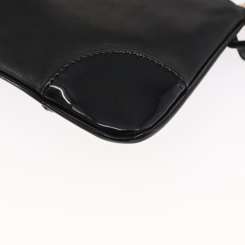 【日本直送】香奈兒山茶花手拿包，羊皮材質，黑色銀色雙C標誌，正品編號BA9202V-16